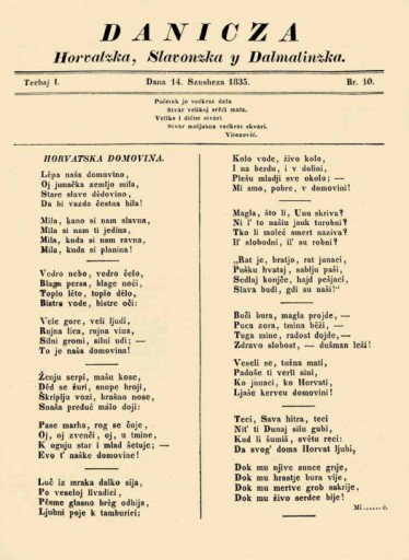 Prvi hrvatski kulturni i književni list: Danicza horvatzka, slavonzka y dalmatinzka